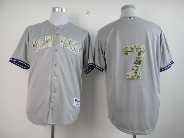 Men New York Yankees #7 No name Grey Camo MLB Jerseys